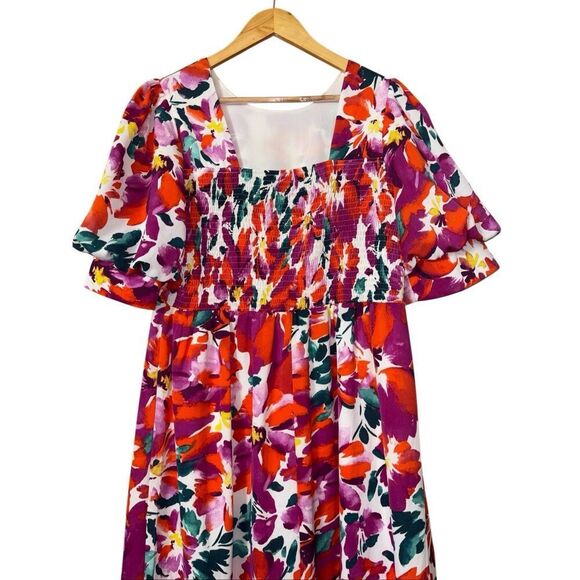 Center & main stroll in the park floral maxi dress size xl smocked balloon sleev - Picture 11 of 15